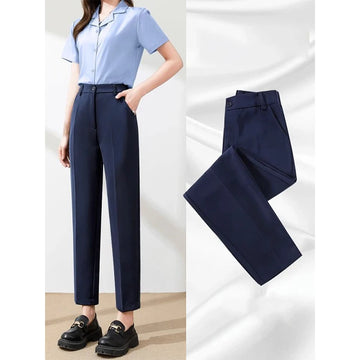 Women Navy Blue Slim Trousers