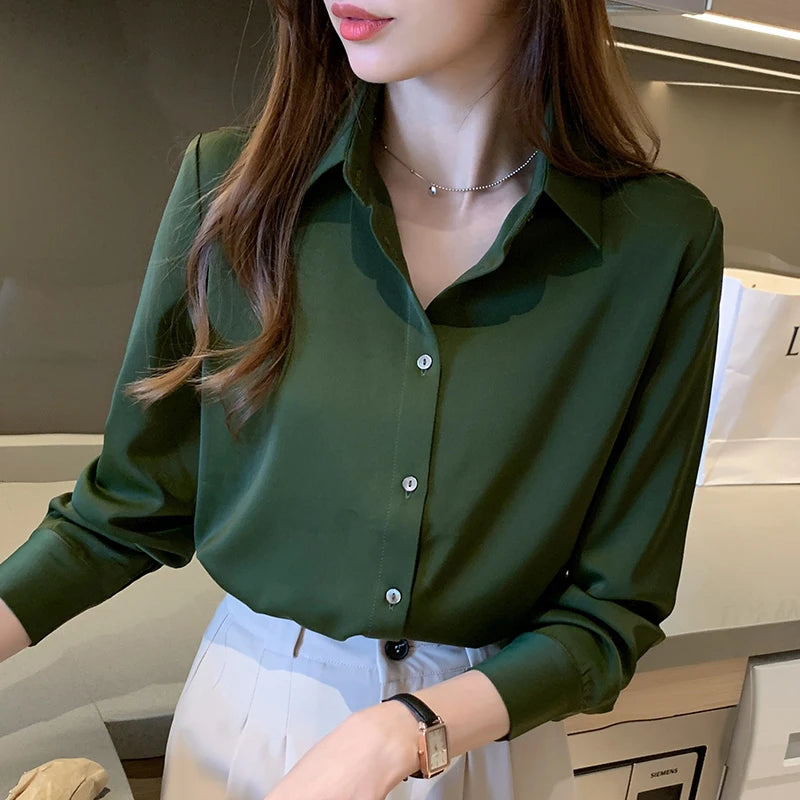 Elegant Satin Long Sleeve Shirt