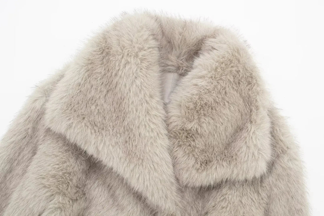 Women Cropped Faux Fur Jacket