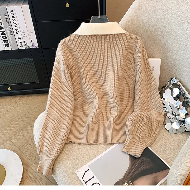 Spliced Slim Knitted Cardigan