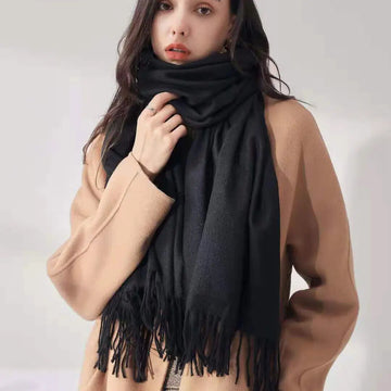 2024 Winter Cashmere Solid Color Pashmina Tassel Scarf Cold Weather Scarves Wraps Women Thicken Warm Shawl Wrap 33*180cm