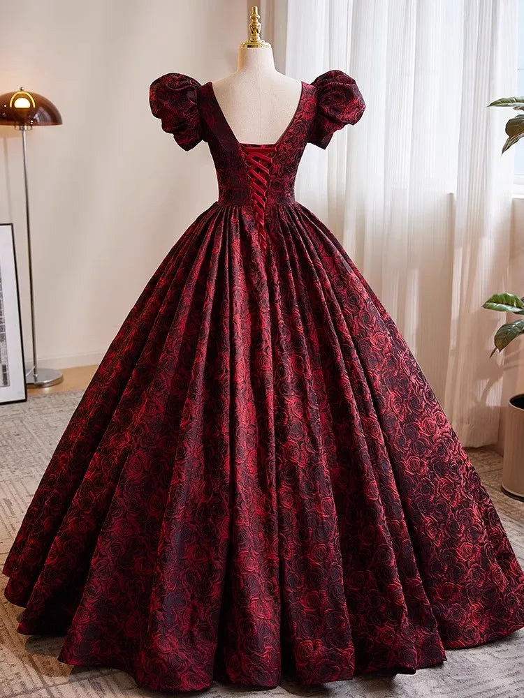 Custom Burgundy Satin A-line Dress