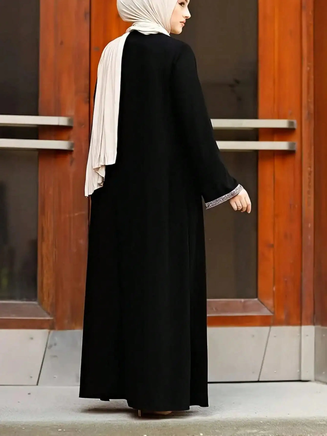 Arabian Midi Zipper Abaya Dress