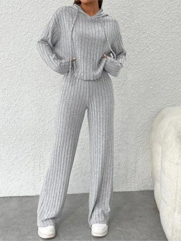 Striped Hooded Sweatshirt & Pants Set