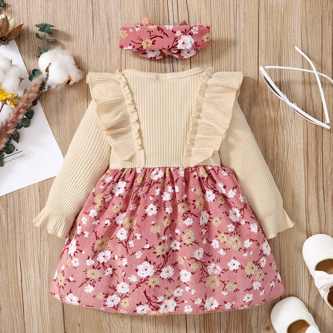 Baby Girl Ruffle Corduroy Dress Set