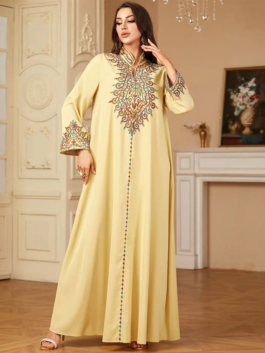 Embroidery V-Neck Dubai Abaya