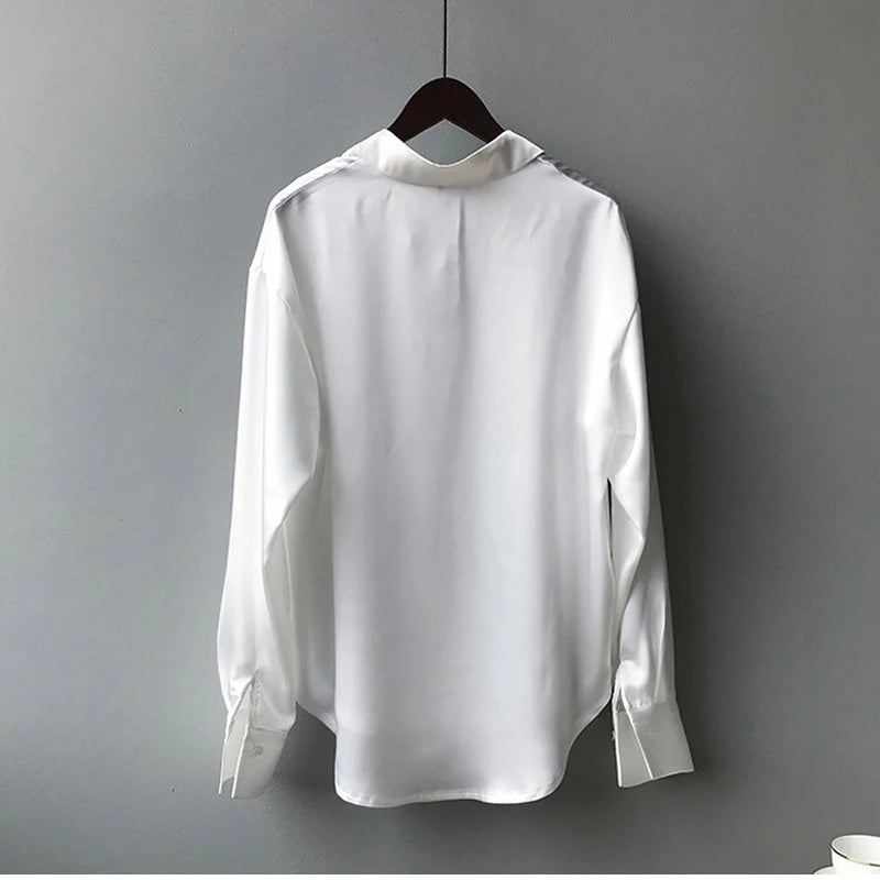 Spring Button-Up Satin Shirt