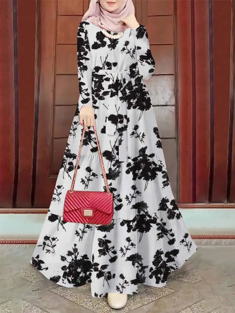 Spring Floral Muslim Maxi Dress