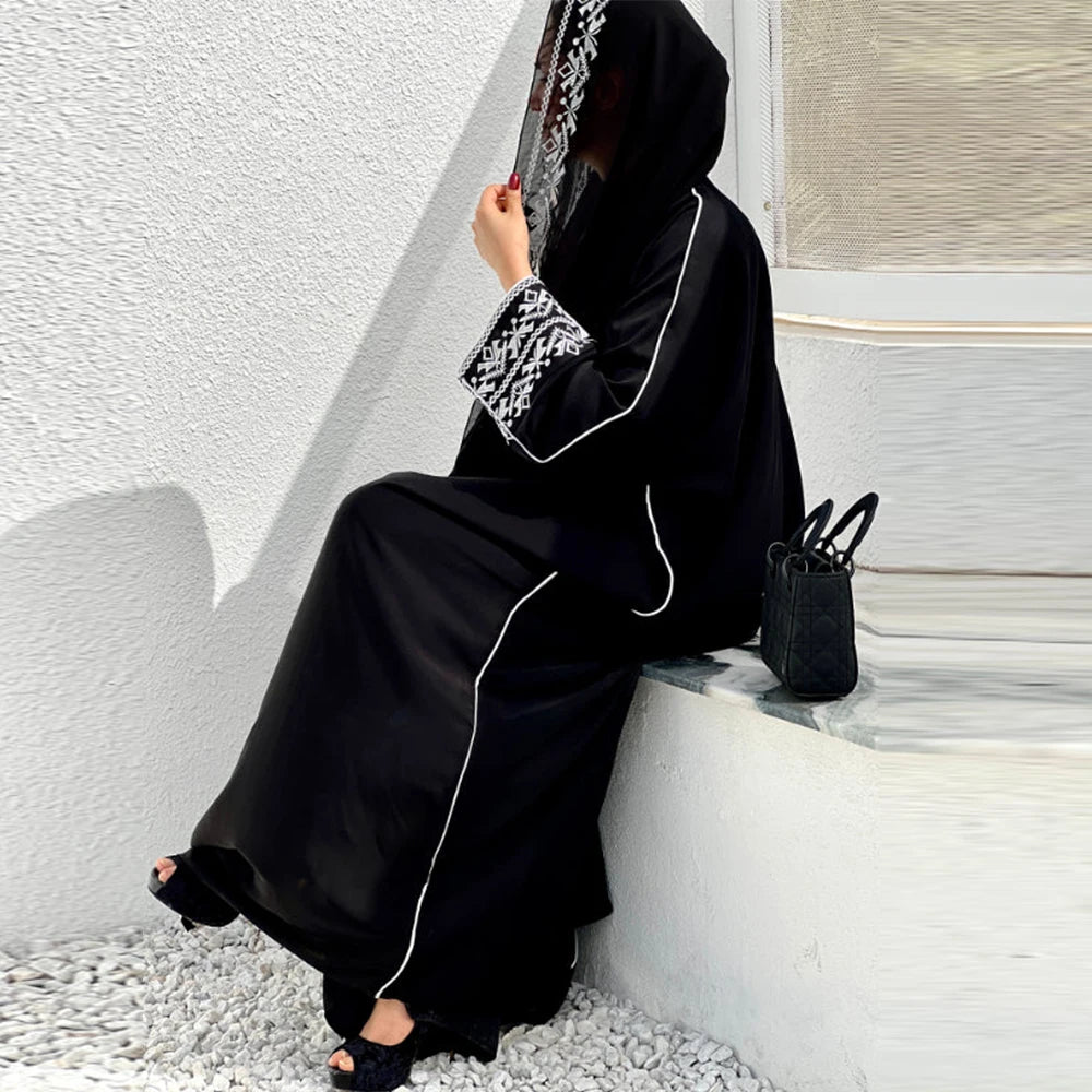 Embroidered Abaya Kimono Dress