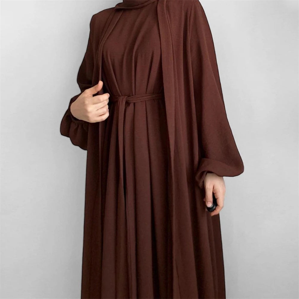 Crinkle Fabric Abaya Set