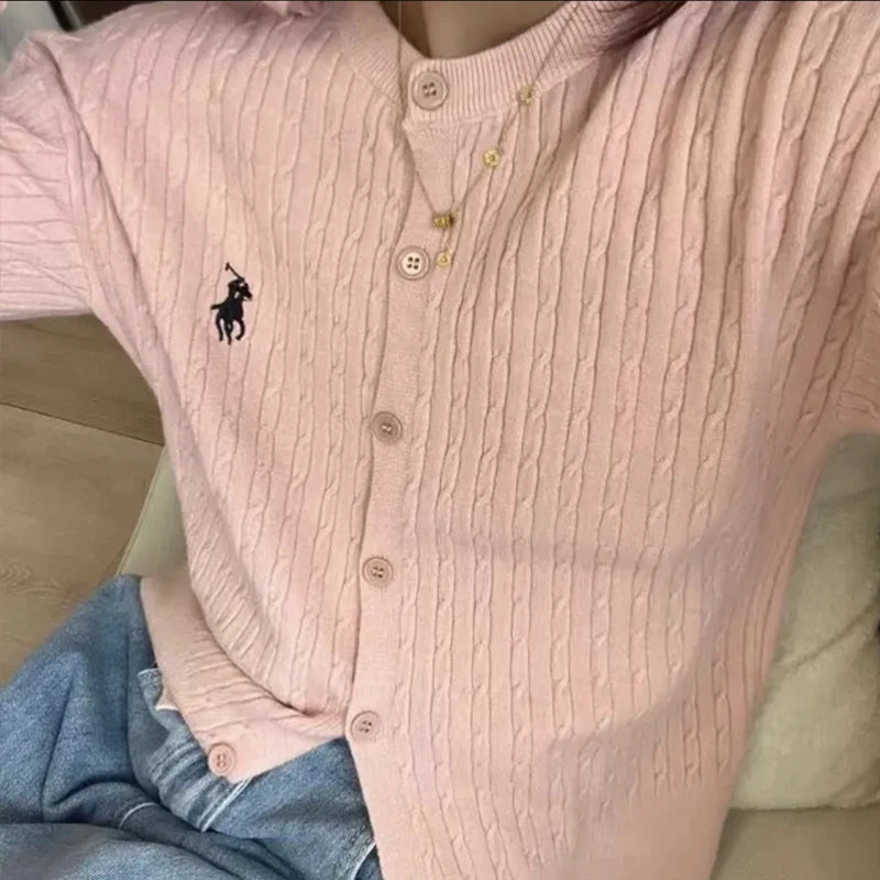 Embroidered Cashmere Round-Neck Cardigan