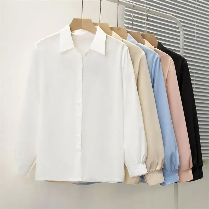 Plus Size Chiffon Office Shirt