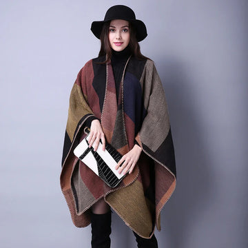 Winter Poncho Women Capes Casual Clothes Imitation Cashmere Cloak Ladies Scarves Bufanda Mujer Shawls Coat Wraps Woman Ponchos