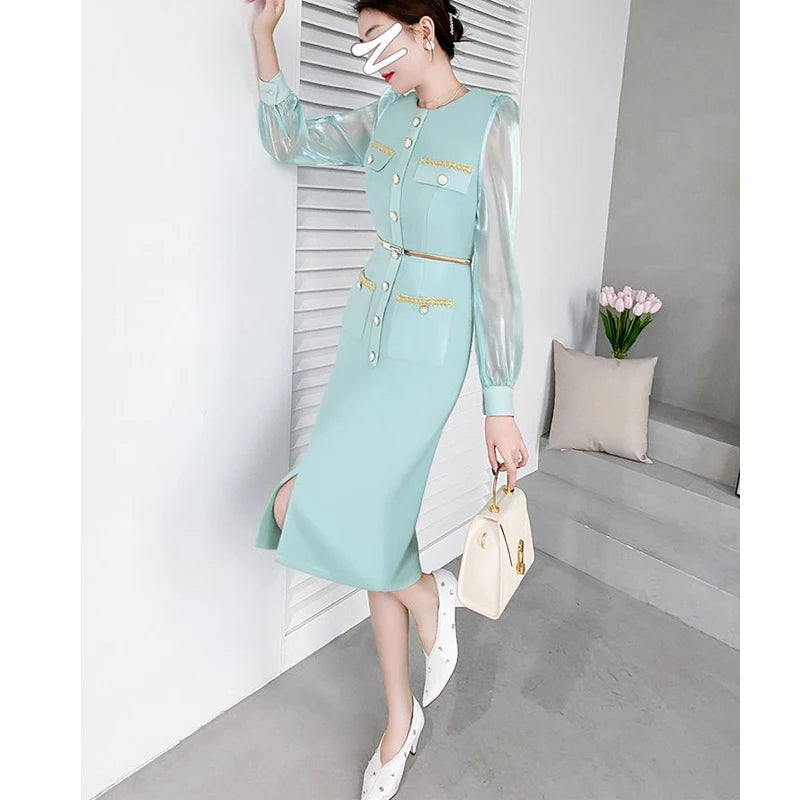 Women Slim Slit Hem Midi Dress