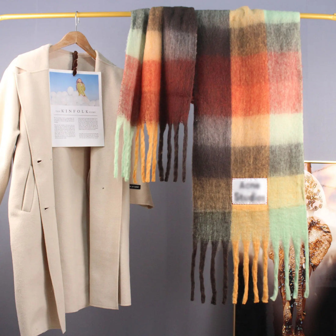 Men Women Cashmere Plaid Scarf