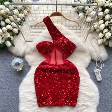 Chic Sleeveless Sequin Dress Women