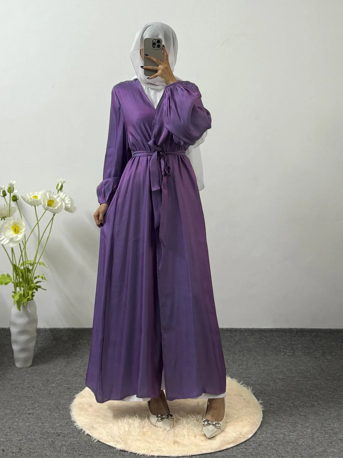 Open Front Abaya Maxi Dress