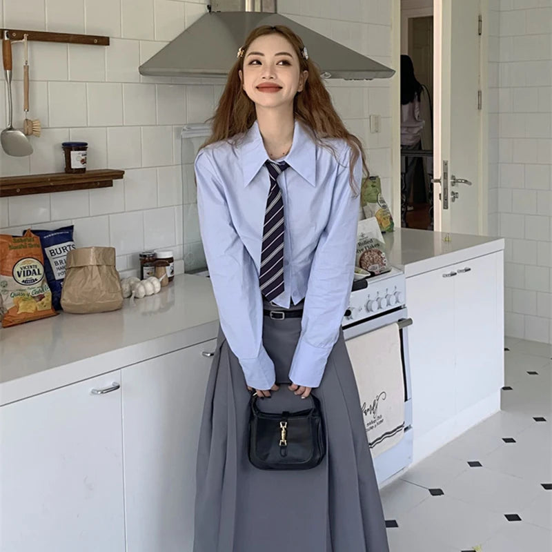 Korean Preppy Tie Shirt