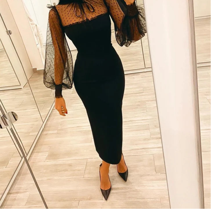 2024 Women’s Mesh Patch Maxi Dress