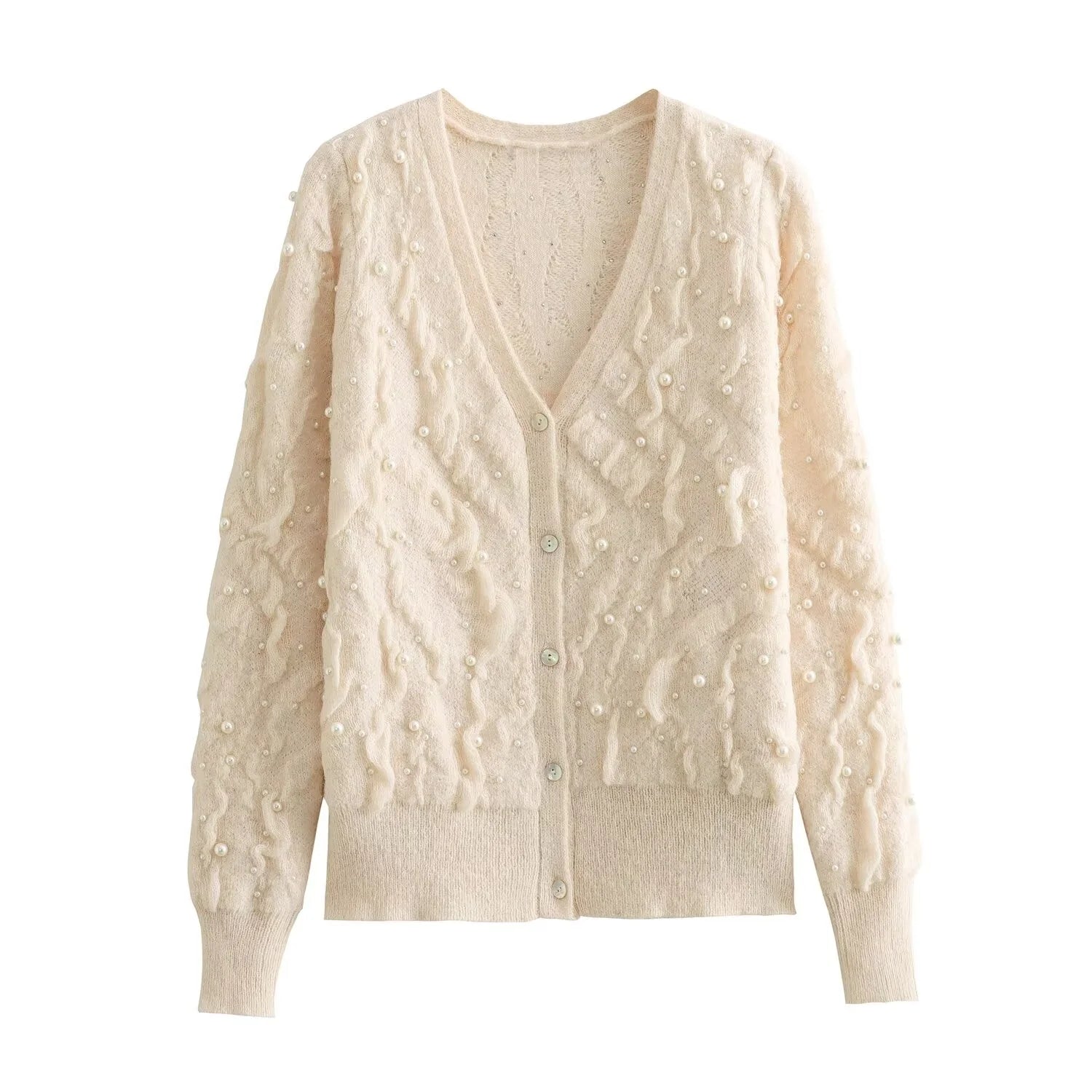 Pearl V-Neck Knitted Cardigan