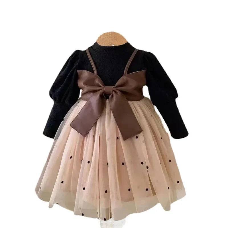 Girls' Long Sleeve Mesh Dress