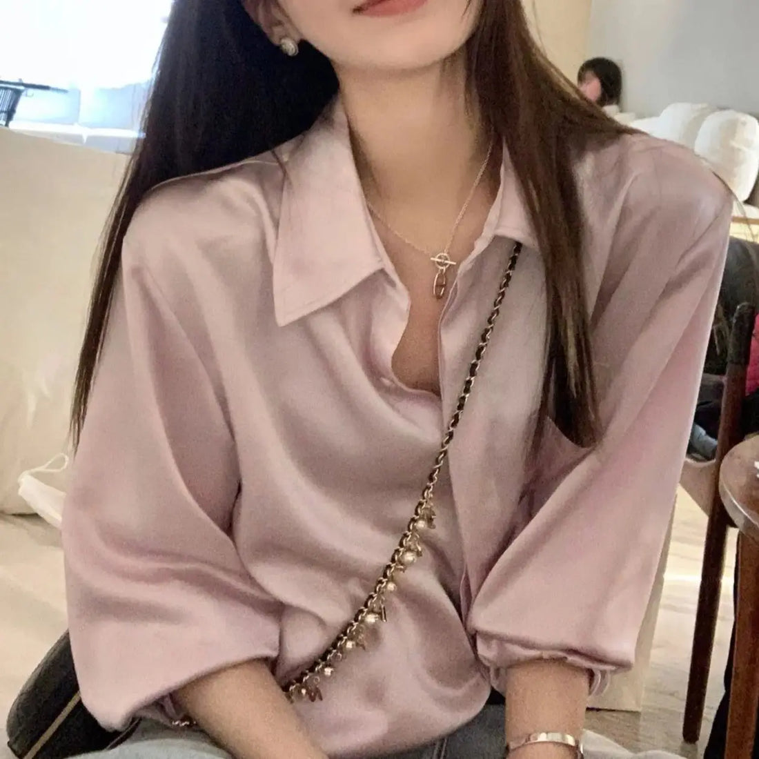 Vintage Silky Button-Down Shirt