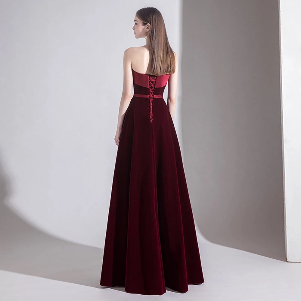 Custom Velvet A-Line Prom Dress