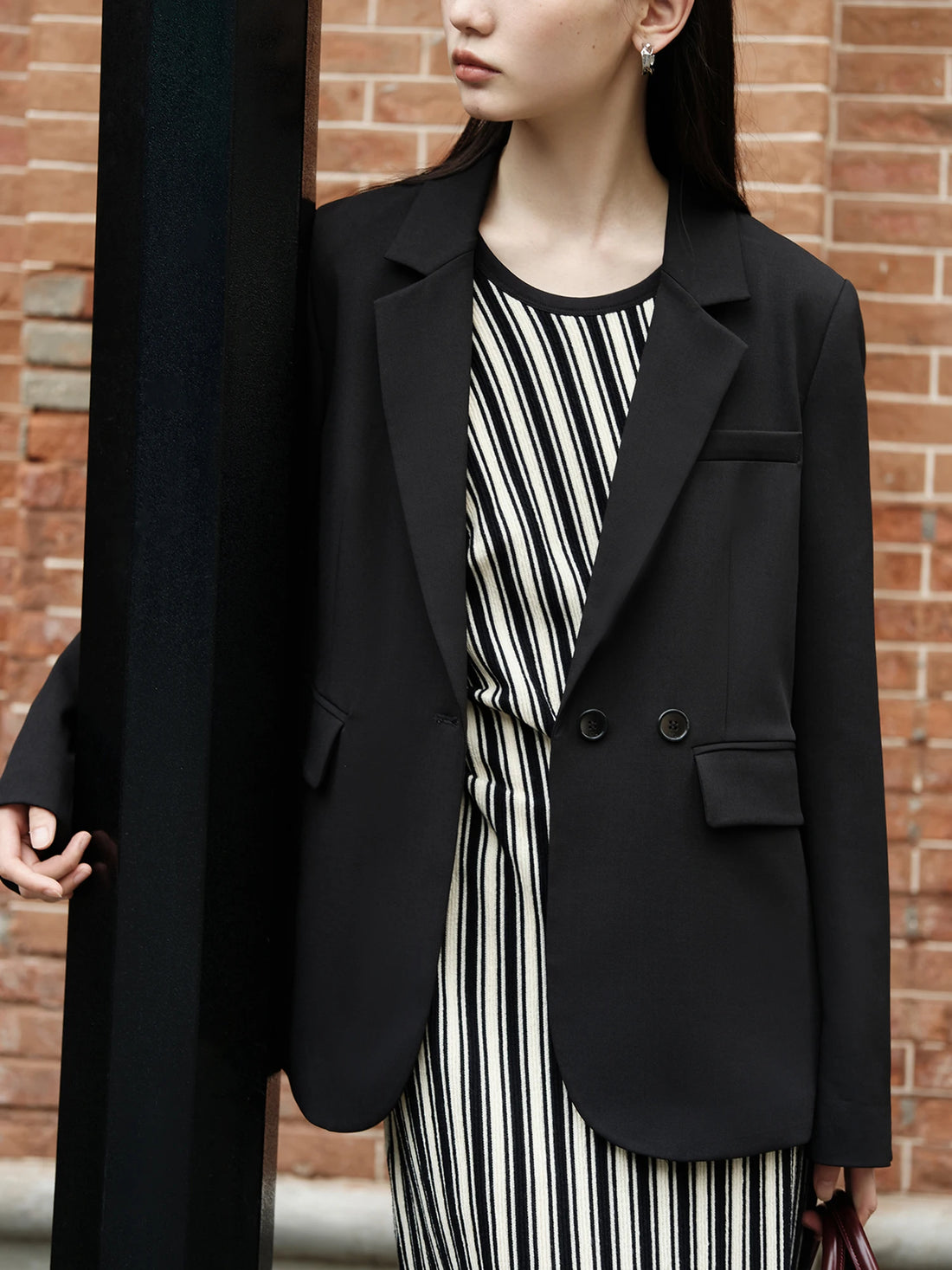 Black White Blazer Suit Jacket