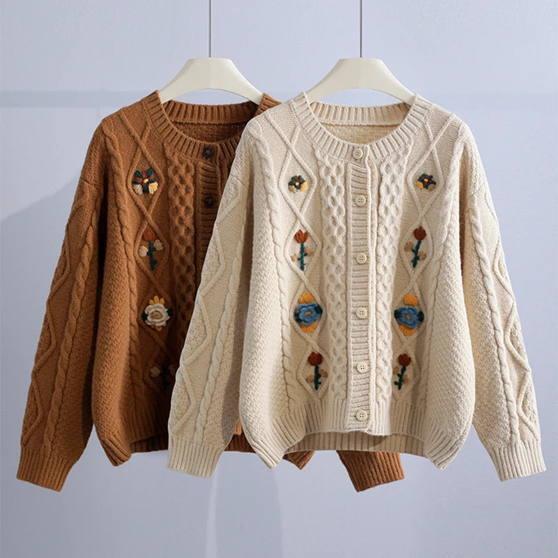 Vintage Embroidered Knit Cardigan