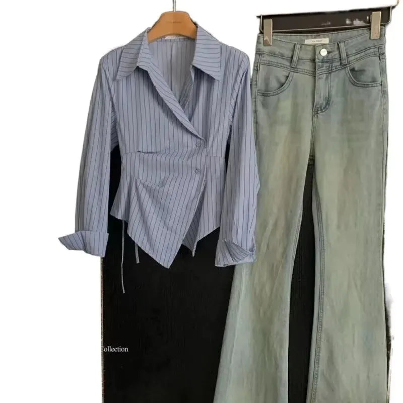 Irregular Slimming Striped Shirt