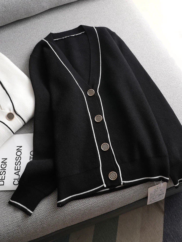 V-Neck Solid Sweater Cardigan