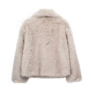 Women Cropped Faux Fur Jacket