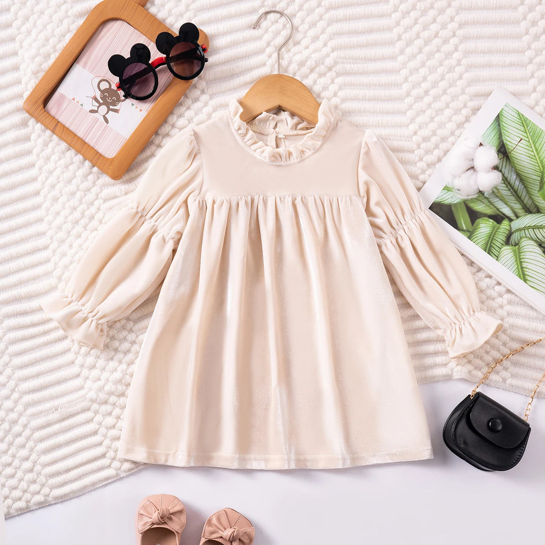 Toddler Girls Velour Knee-Length Dress