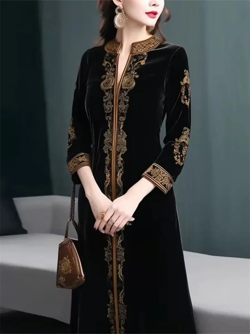 Velvet Luxury Embroidered Dress