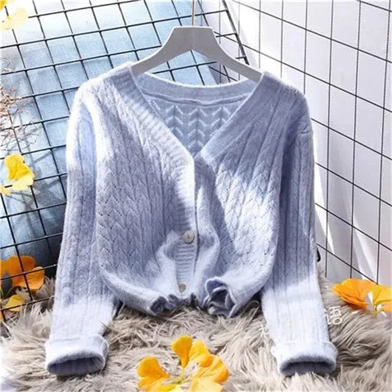 V-Neck Single-Breasted Cardigan