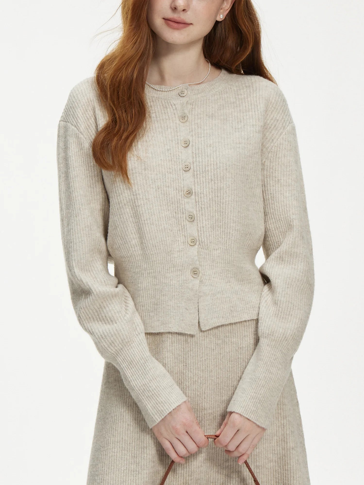 Wool Knitting Cardigan Skirt Set