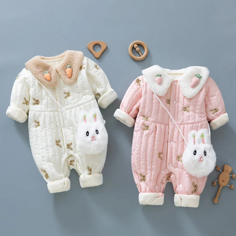 2PCS Winter Baby Bunny Romper Set