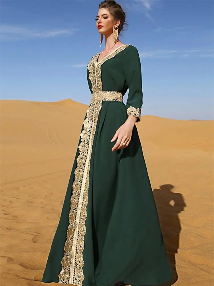 Embroidered Floral Arabic Kaftan