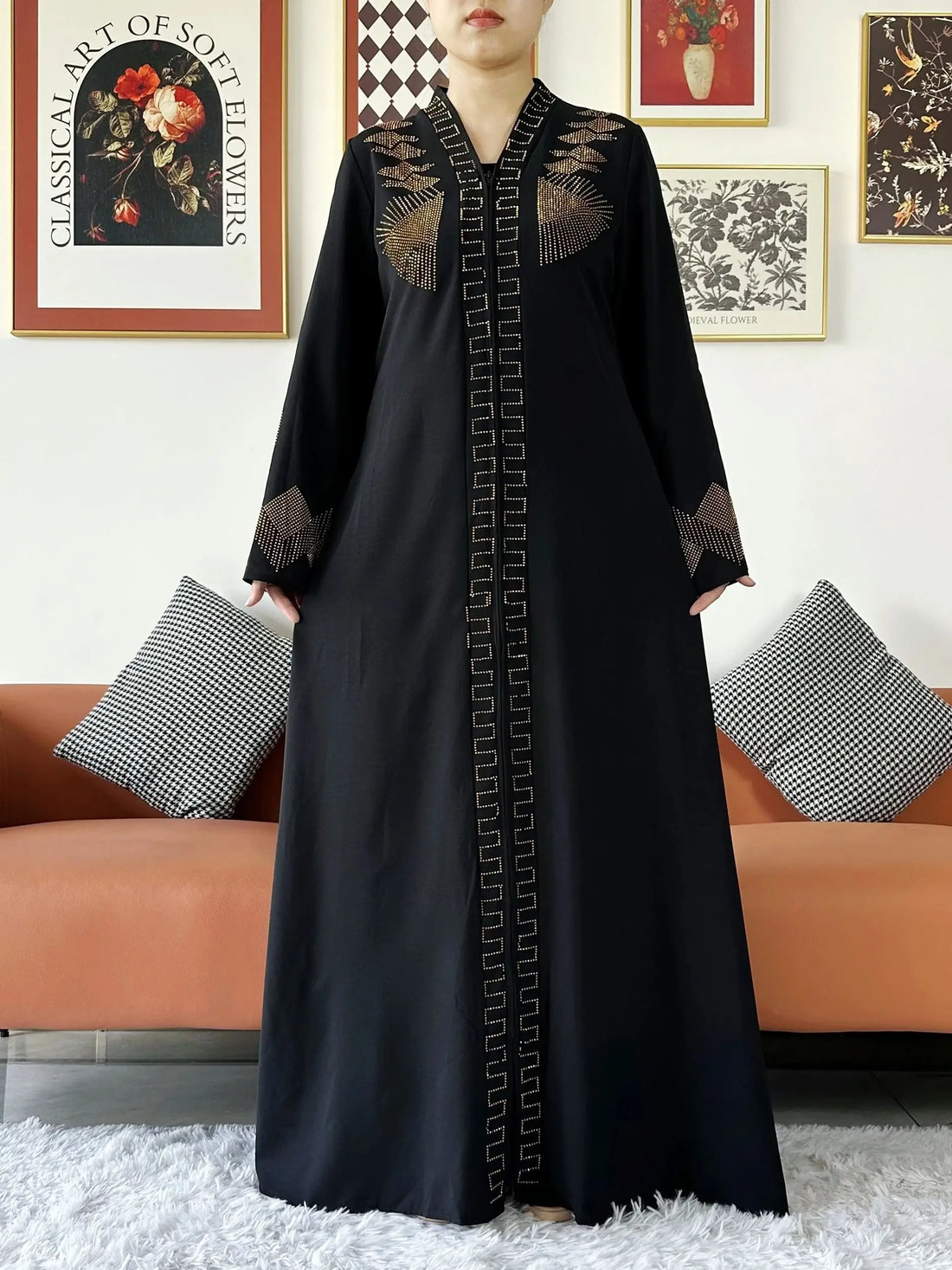 Elegant Chiffon Zipper Abaya