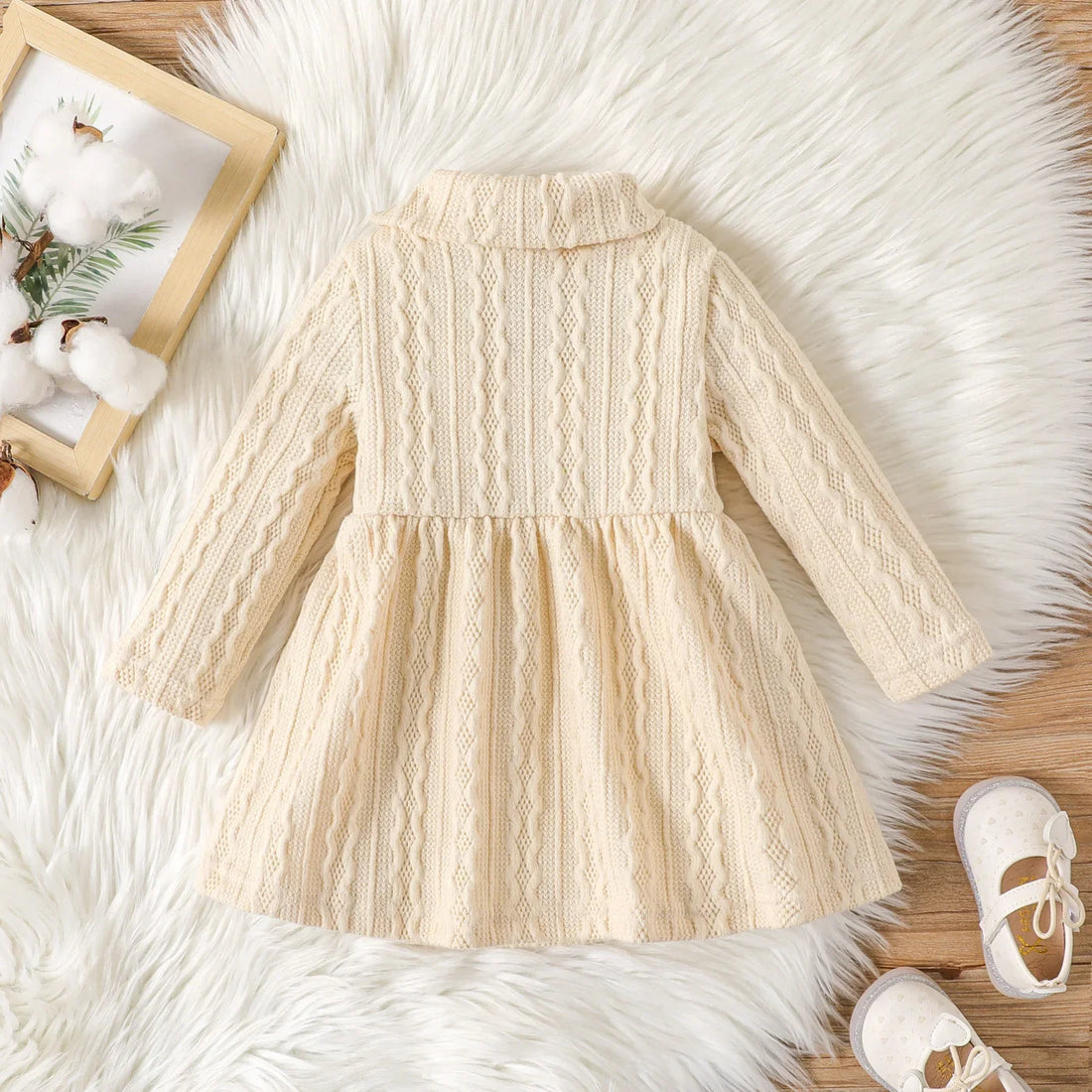 Baby Girl Button Lapel Dress