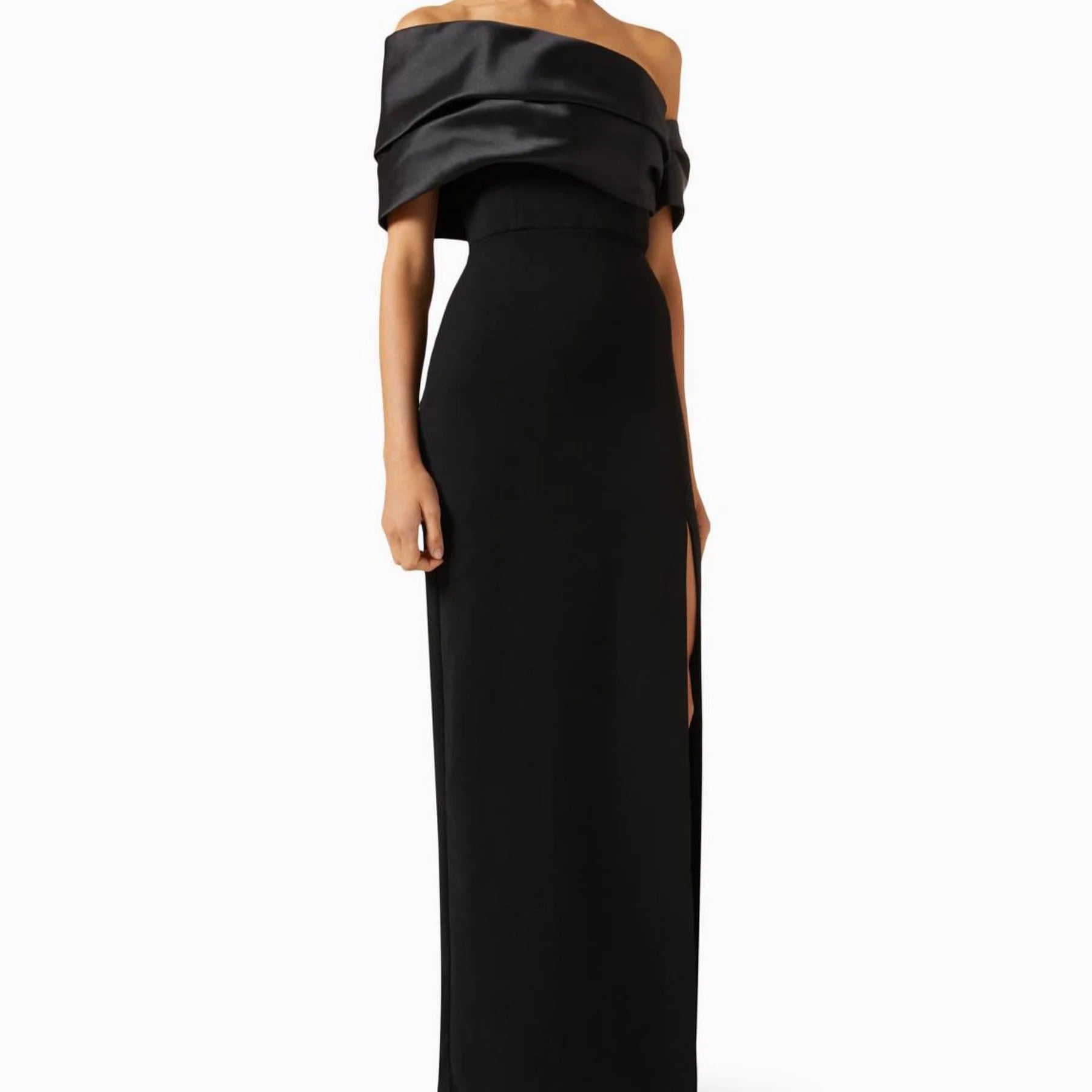 Off-Shoulder Black Evening Gown