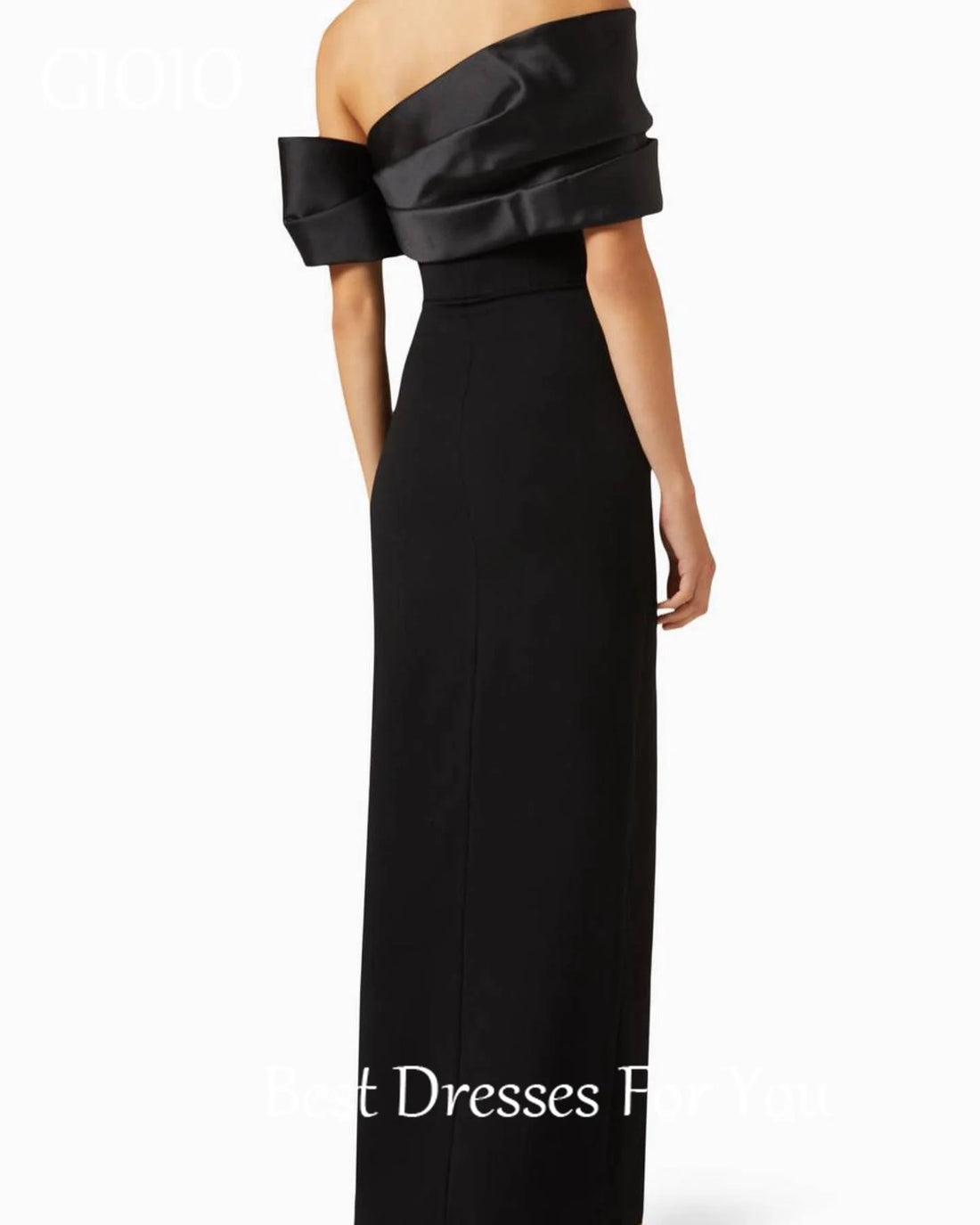 Off-Shoulder Black Evening Gown