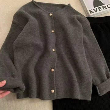 Korean Round Neck Knit Cardigan