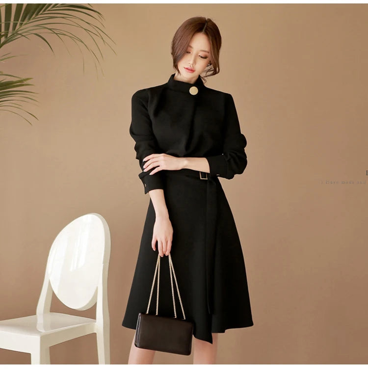 Women Korean Retro Midi Dress