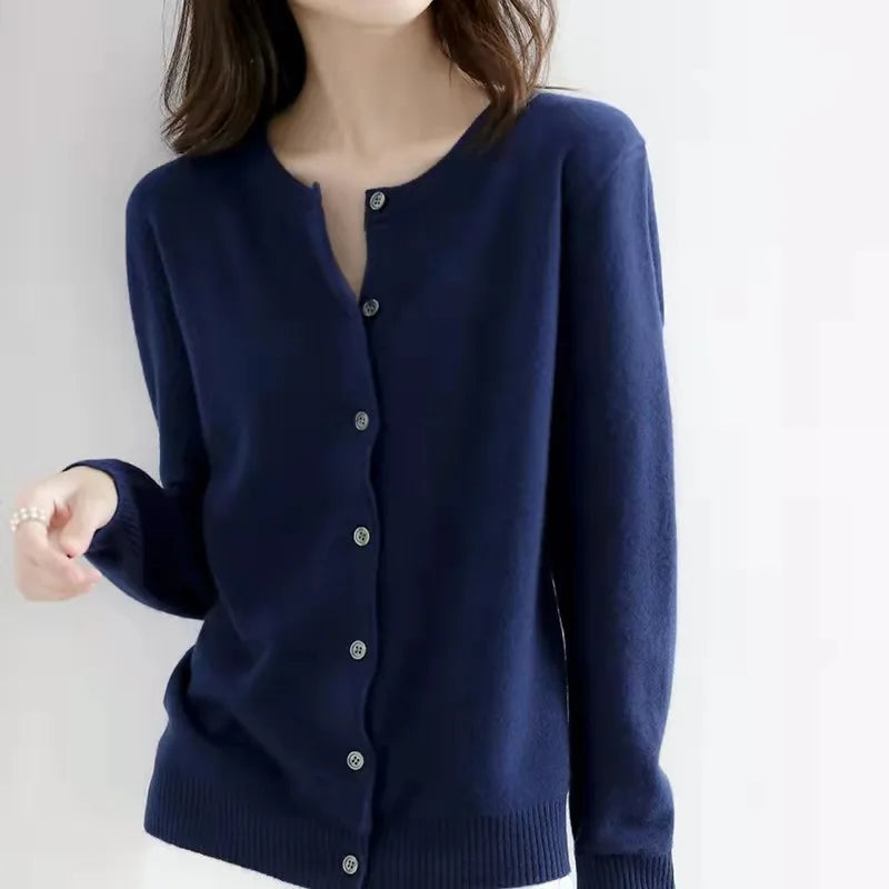 Chic Round Neck Cardigan