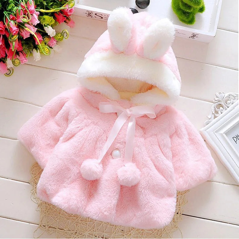 Baby Girls' Winter Wool Fur Coat