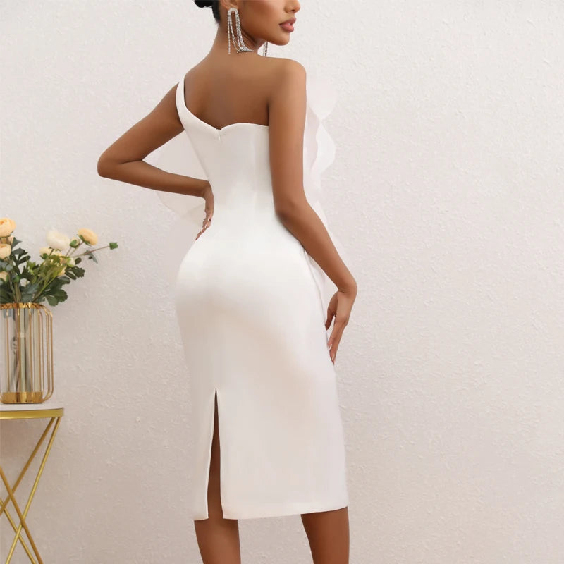 New Solid Three-Dimensional Flower Dress