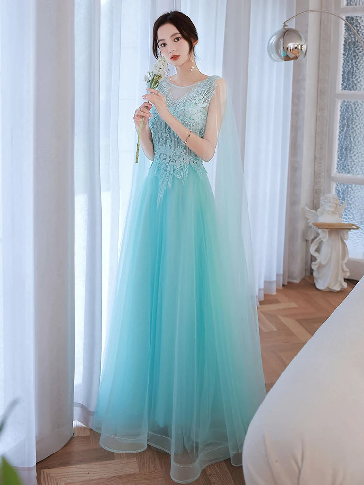 Skyblue Wrap Prom Dress