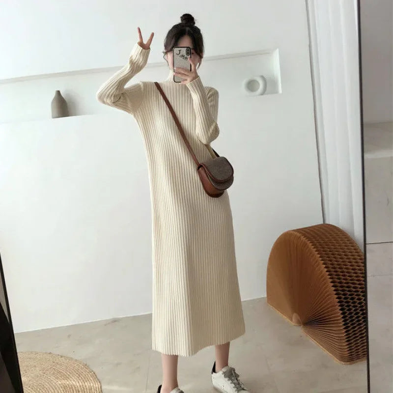 2024 Women's Knit Polo Neck Dress