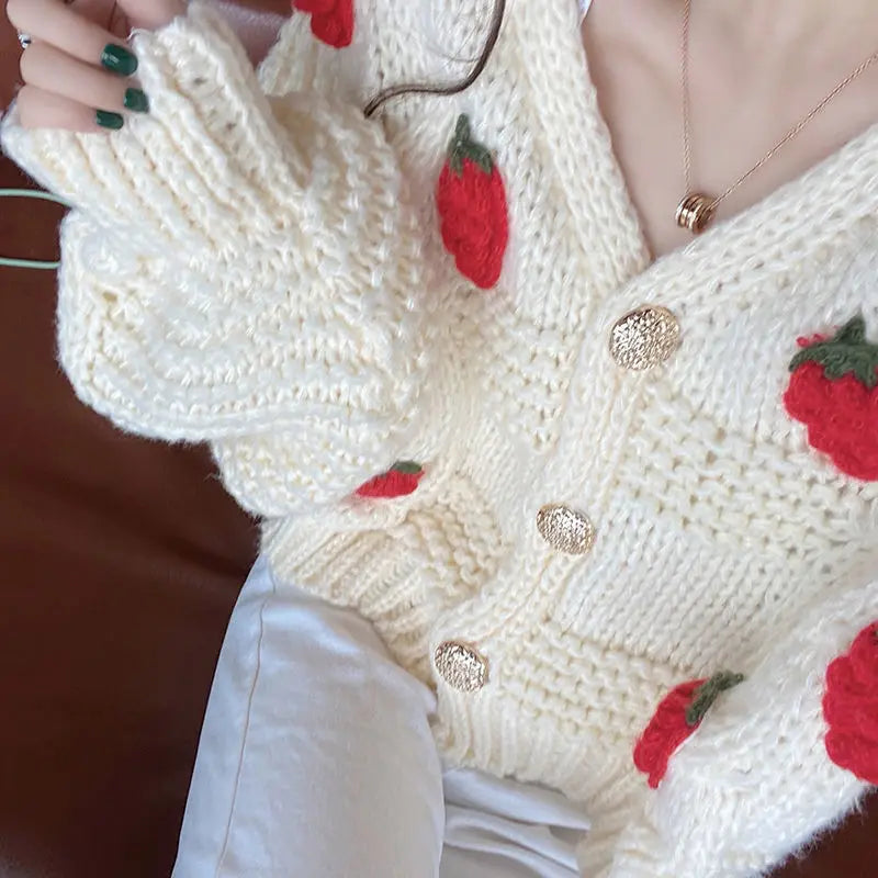 Harajuku Strawberry Loose Cardigan Sweater